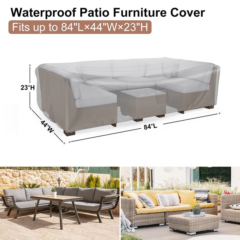 BROSYDA Patio Furniture Covers, Heavy Duty Outdoor Furniture Cover Waterproof, Sectional Sofa Set Covers Table and Chair Set Covers, 84""L  44""W  23""H - Image 2